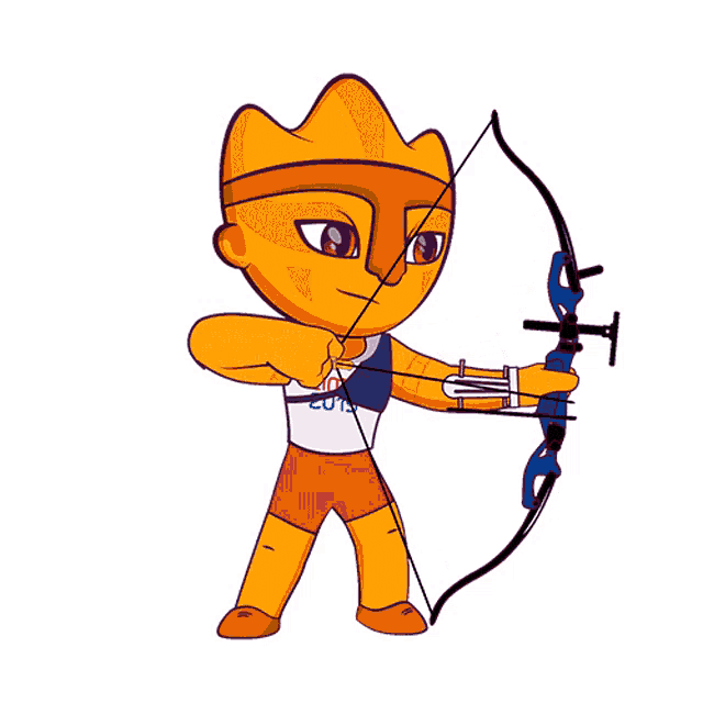 a cartoon drawing of a person holding a bow and arrow with the year 2015 on their shirt