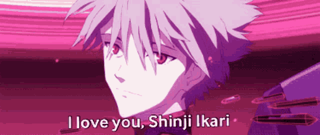 a picture of a person with the words " i love you shinji ikari " on the bottom