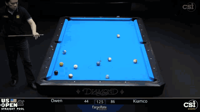 a pool table with a blue cloth and the name diamond on it