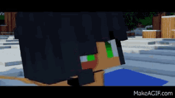 a video of a minecraft character with a green eye