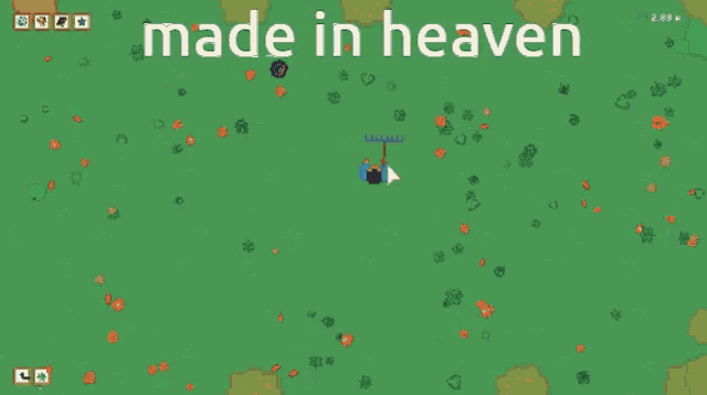 a screenshot of a video game with the words made in heaven at the top