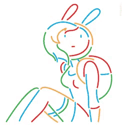 a colorful drawing of a girl with bunny ears on her head