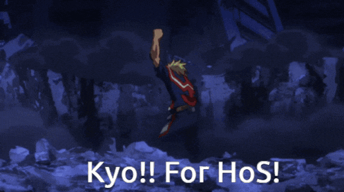 a picture of a person with the words " kyo !! for hos " on the bottom