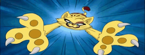 a cartoon cat 's paws are shown with sharp claws