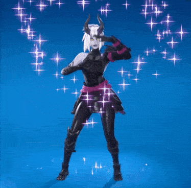 a video game character with horns and a sword