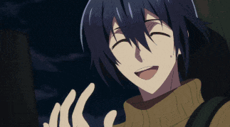 a man with long black hair is smiling and waving