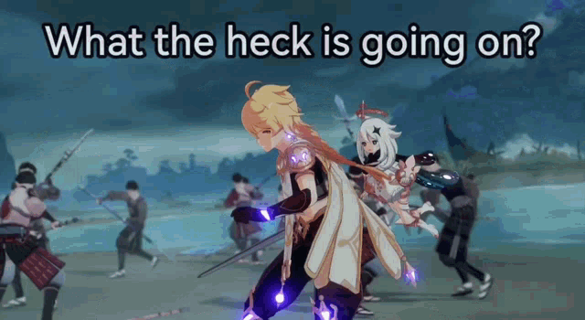 a video game character with the words what the heck is going on on the bottom