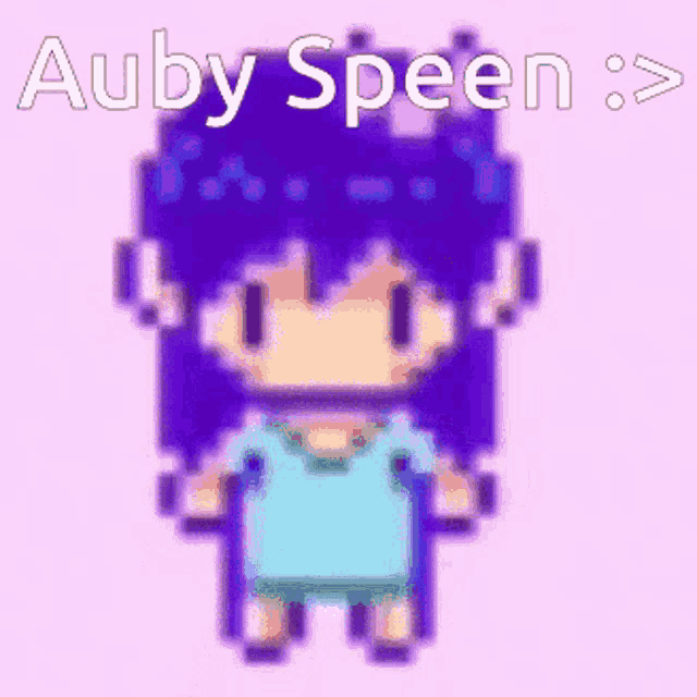a pixel art drawing of a girl with the name auby speen