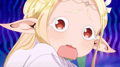 a close up of a cartoon character with a surprised expression on her face