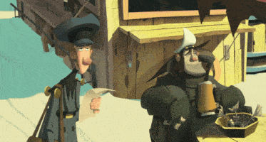 a cartoon of a man holding a piece of paper and another man holding a beer
