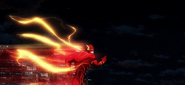 a cartoon of the flash with a lightning bolt coming out of his mouth