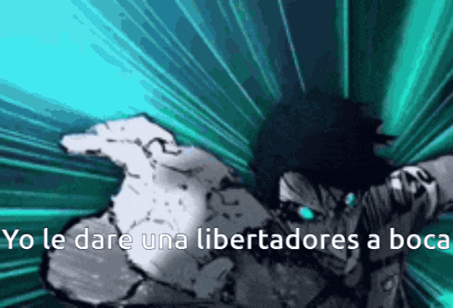 a cartoon of a man with the words " no le dare una libertadores a boca " on the bottom