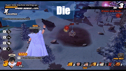 a screenshot of a video game that says die
