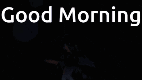 a girl is dancing in front of a sign that says ' good morning '