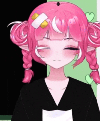 a pink haired anime girl with pigtails and a bandage on her head .