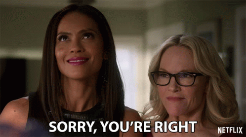 Sorry Youre Right GIF - Sorry Youre Right Lesley Ann Brandt GIFs