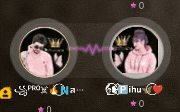 a man and a woman are standing next to each other and their names are visible