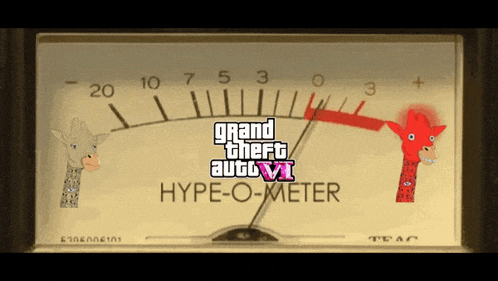 a grand theft auto six hype-o-meter with giraffes on it