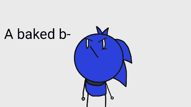 a cartoon drawing of a blue bean with the words bean ? ! ? below it