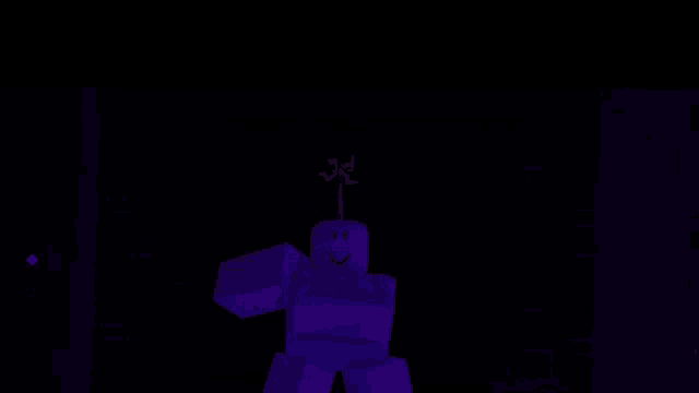 a roblox character is standing in the dark with a purple background