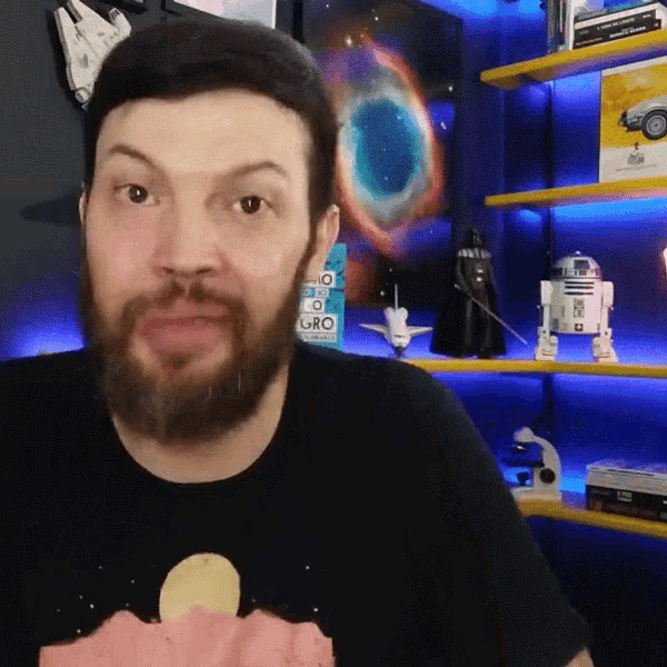 a man with a beard is wearing a t-shirt that says no gro