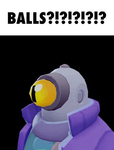 a picture of a robot with the words " balls ? ! ? ! ? ! ? "