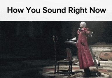 a man in a red coat is standing next to a chair with the words how you sound right now below him
