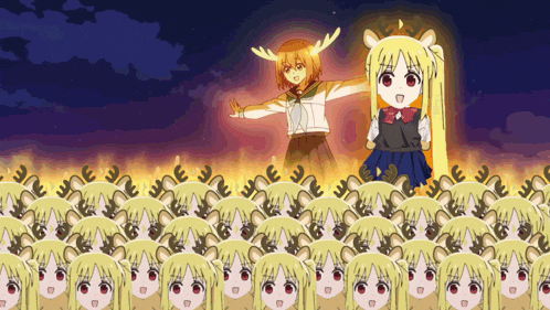 a cartoon of a girl with antlers and a girl with long hair