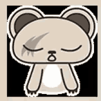 a cartoon teddy bear with its eyes closed and a shadow on its face .