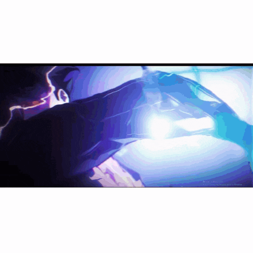 a man is standing in a dark room with a purple light behind him