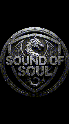 a logo for sound of soul with a dragon and two swords