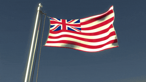 a red white and blue flag with a british flag in the middle
