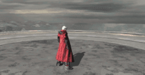 a blurred image of a person in a red dress with blood coming out of them