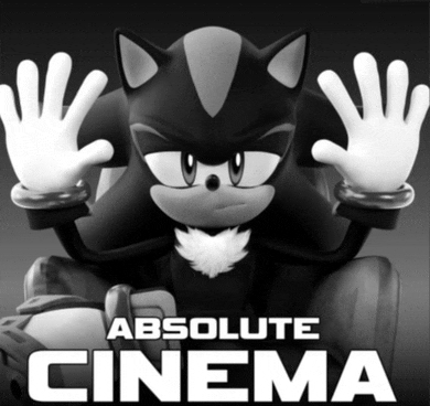 a poster for absolute cinema with a shadow the hedgehog on it