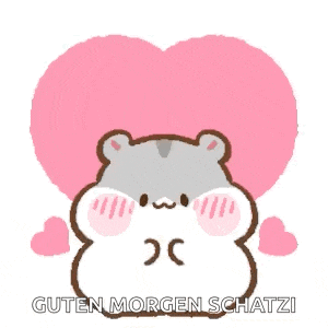 a hamster with a heart on its head is surrounded by hearts .