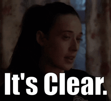 a woman in a ponytail with the words " it 's clear " below her