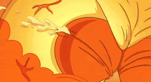 a close up of a cartoon character 's butt with a splash of liquid coming out of it