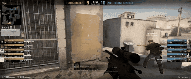 a screenshot of a video game with a scoreboard that says " terroristen 9 "