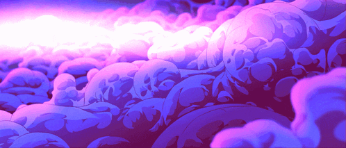 a purple and pink background with a pattern of clouds and waves