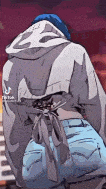 a drawing of a woman with a hoodie and shorts has tiktok written on the bottom right
