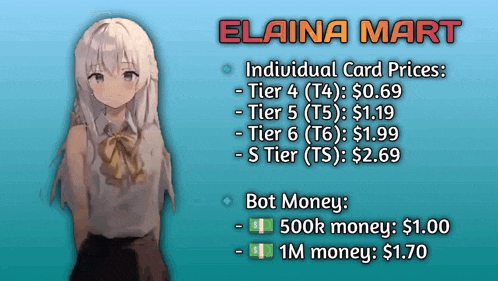 an advertisement for elaina mart shows a girl with a bow tie