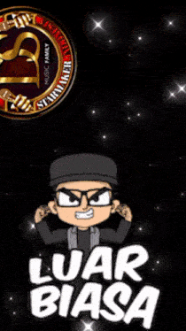 a cartoon of a man with the word luar on his chest