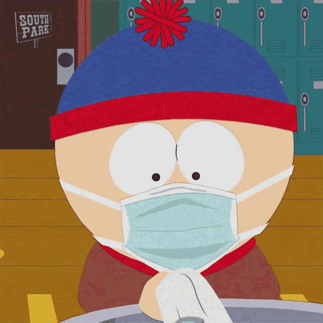 stanley from south park is wearing a mask