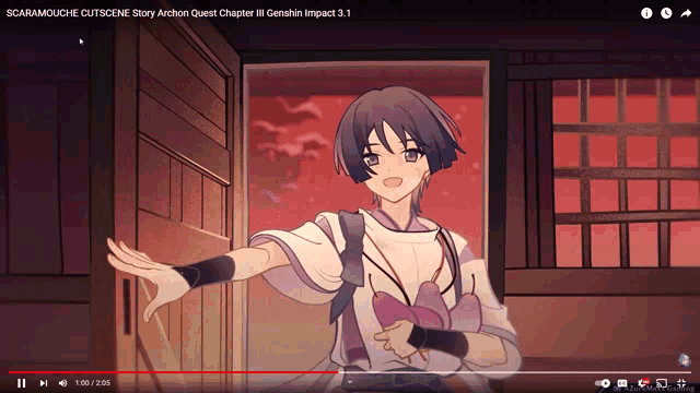 scaramouche cutscene story archon quest chapter iii genshin impact 3.1 is being played