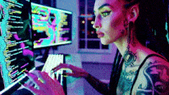 a woman is typing on a keyboard in front of a computer screen .