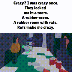 a cartoon of a room with a rubber room with rats .