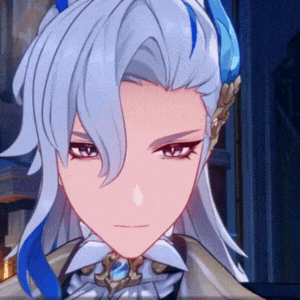 a close up of a cartoon character 's face with white hair and blue horns