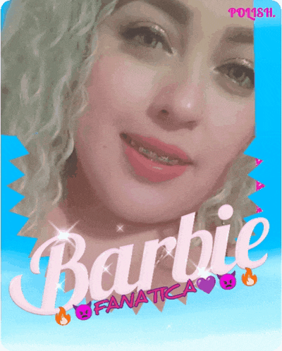 a picture of a girl with braces and the word barbie on it