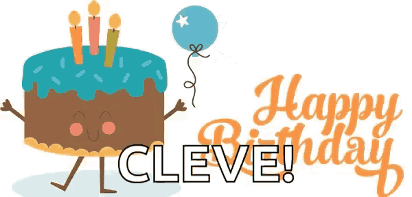 a birthday cake with arms and legs and the words happy birthday cleve below it