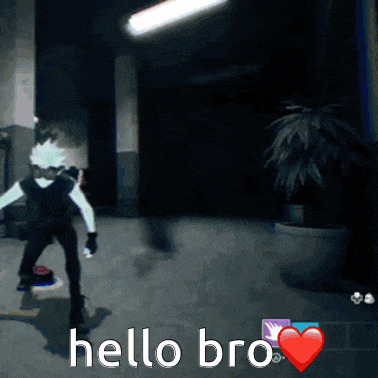 a video game character says hello bro and has a heart